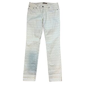 Prana White Tan Stone Diamond Print Kara Skinny Jeans Pants Womens 12/31 Organic